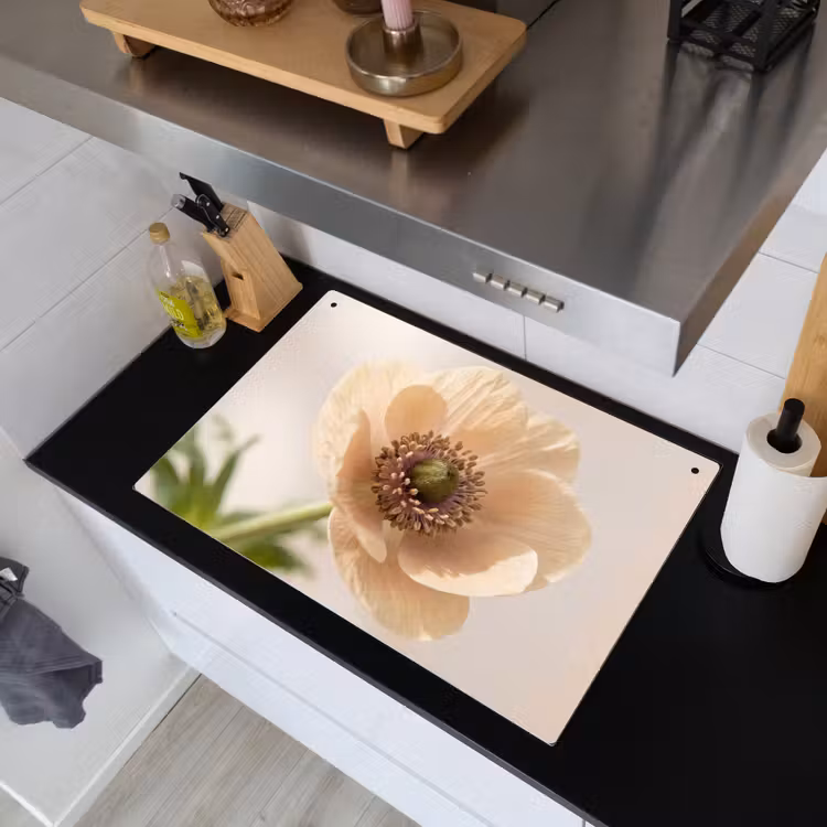 Bloem - Minimalistisch - Groen Inductie beschemer met haakjes klein -sfeer1