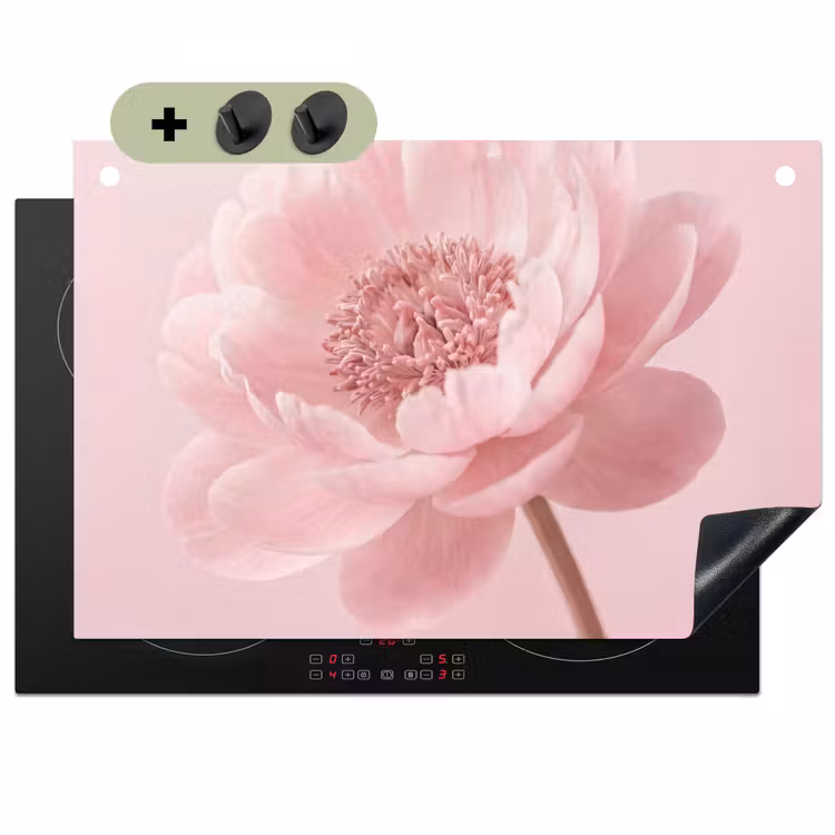 Bloem - Pioenroos - Roze Inductie beschemer met haakjes klein -3d