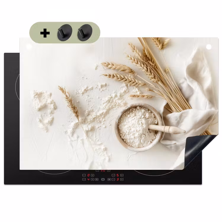 Bloem - Hout - Tarwe Inductie beschemer met haakjes klein -3d