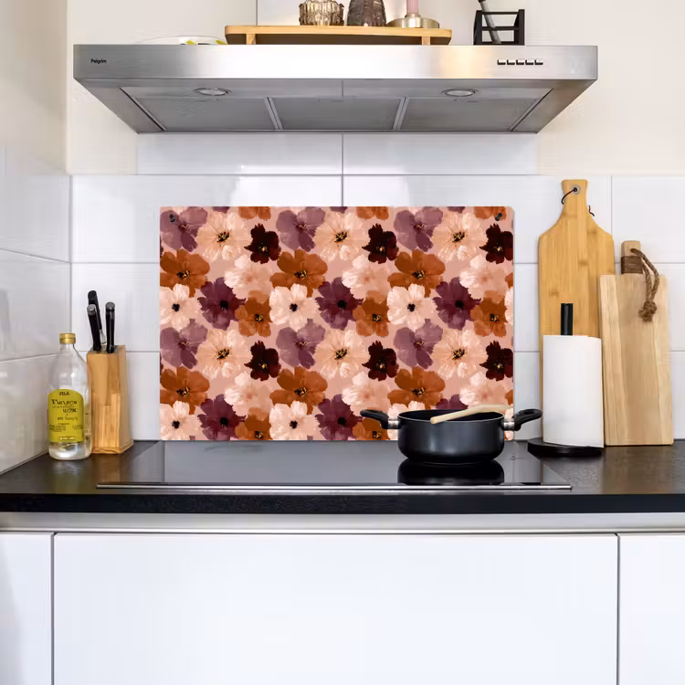 Bloemen - Abstract - Aardetinten Inductie beschemer met haakjes klein 777 -sfeer2