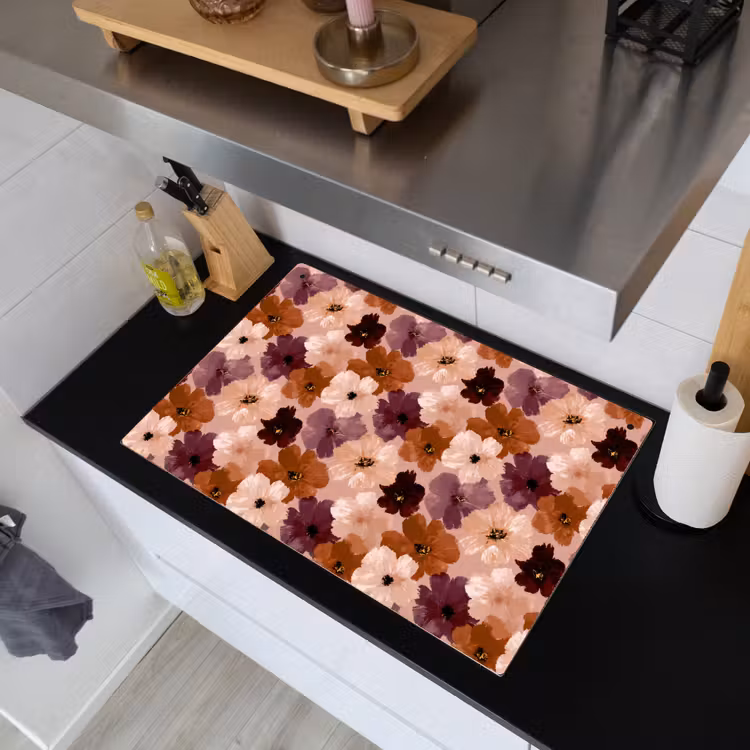 Bloemen - Abstract - Aardetinten Inductie beschemer met haakjes klein 777 -sfeer1