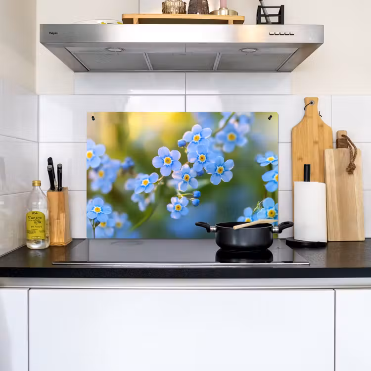 Bloemetjes - Blauw - Vergeet mij nietjes Inductie beschemer met haakjes klein -sfeer2