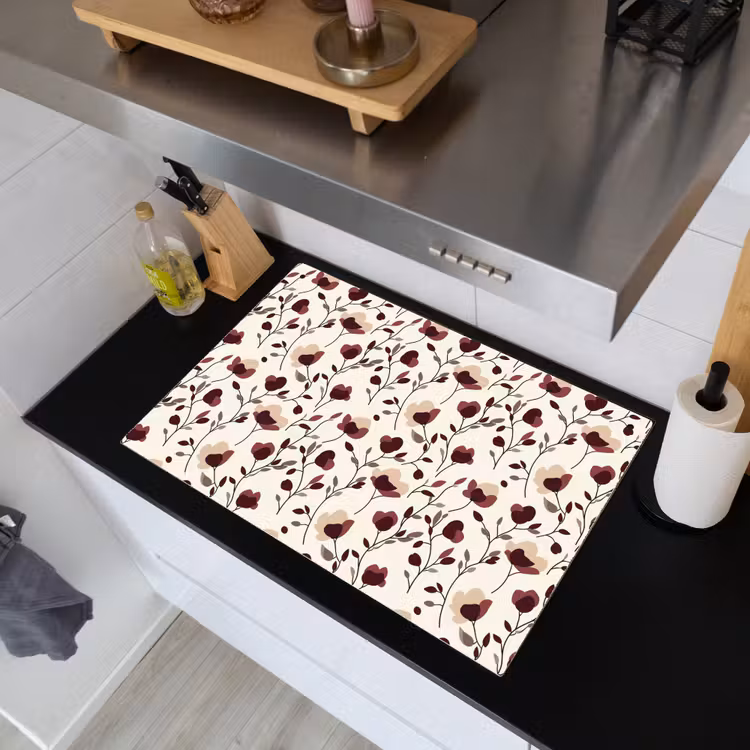 Bloemen - Botanisch - Bordeaux Inductie beschemer met haakjes klein 777 -sfeer1