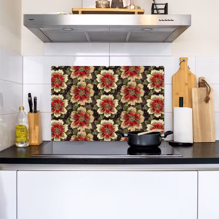 Bloemen - Klassiek - Patroon - Rood Inductie beschemer met haakjes klein 777 -sfeer2