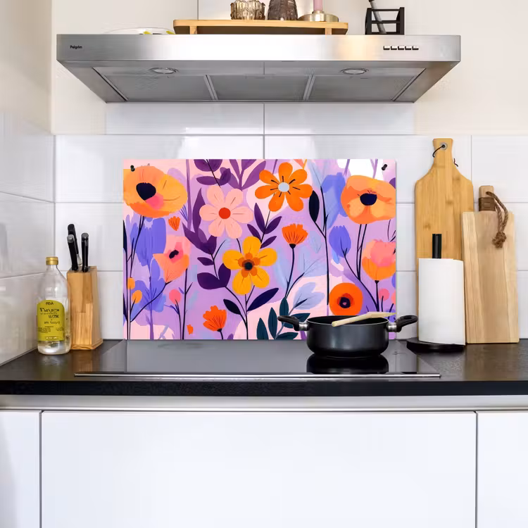 Bloemen - Kleurrijk - Bladeren Inductie beschemer met haakjes klein -sfeer2