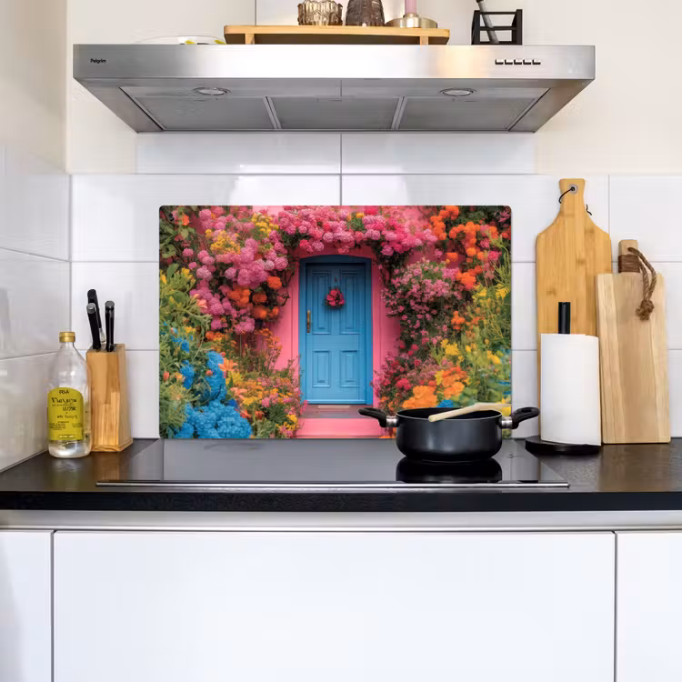 Bloemen - Deur - Roze Inductie beschemer met haakjes klein -sfeer2