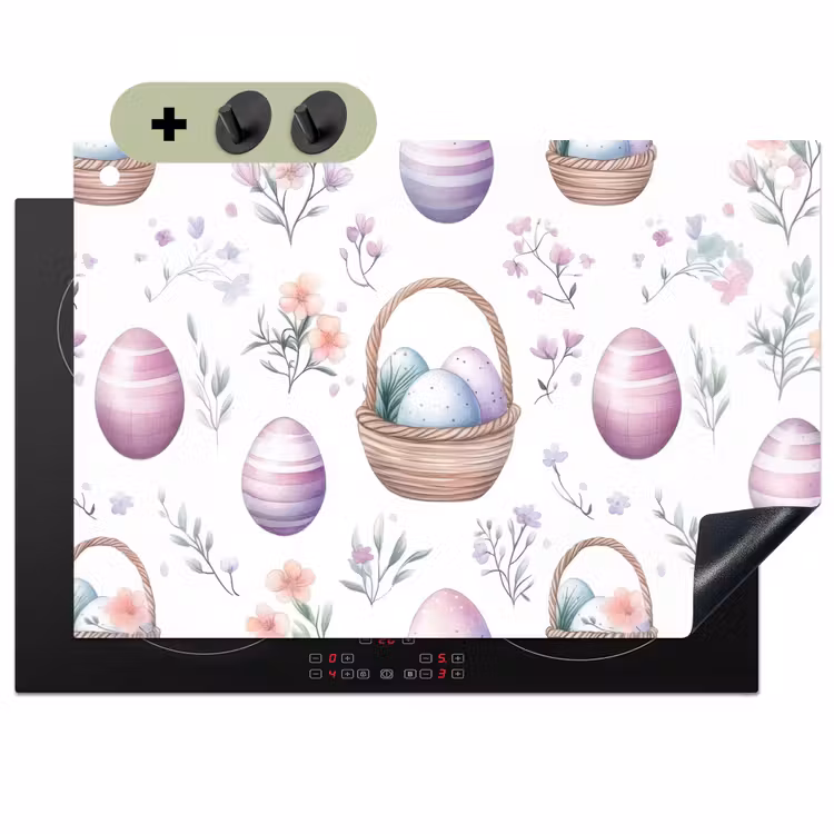 Bloemen - Paaseieren - Patroon Inductie beschemer met haakjes klein -3d