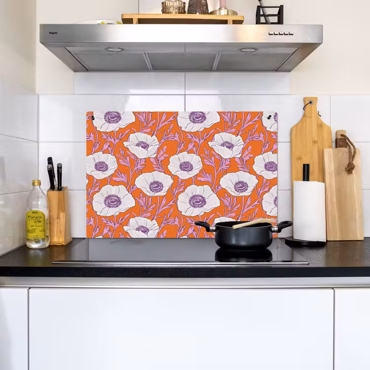 Bloemen - Grafisch - Oranje Inductie beschemer met haakjes klein 777 -sfeer2