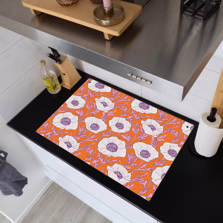 Bloemen - Grafisch - Oranje Inductie beschemer met haakjes klein 777 -sfeer1