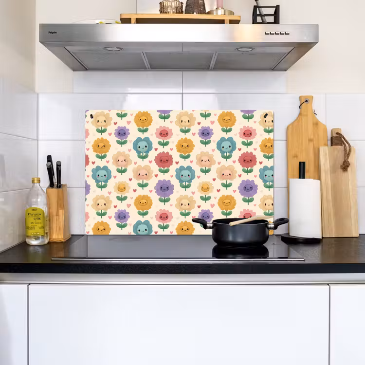 Bloemen - Hartjes - Kleurrijk Inductie beschemer met haakjes klein 777 -sfeer2