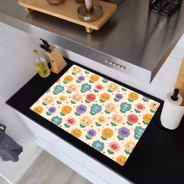Bloemen - Hartjes - Kleurrijk Inductie beschemer met haakjes klein 777 -sfeer1