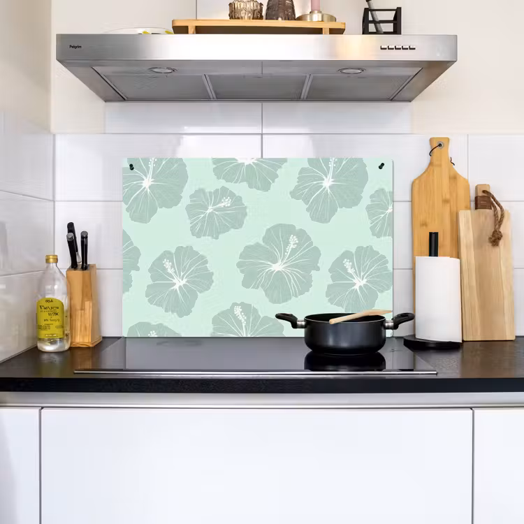 Bloemen - Hibiscus - Mint Inductie beschemer met haakjes klein 777 -sfeer2
