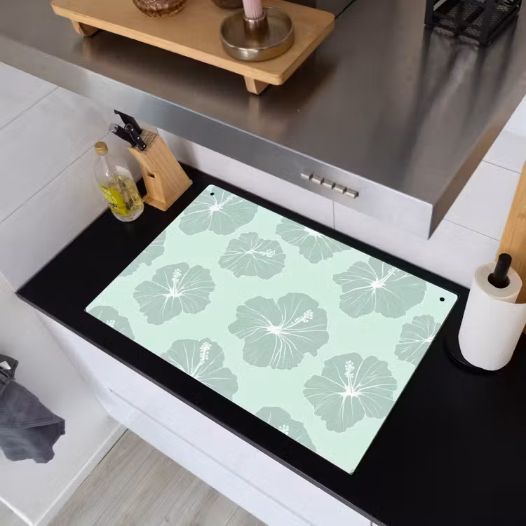 Bloemen - Hibiscus - Mint Inductie beschemer met haakjes klein 777 -sfeer1