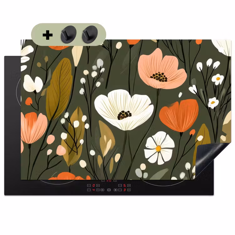 Bloemen - Illustratie - Groen Inductie beschemer met haakjes klein -3d