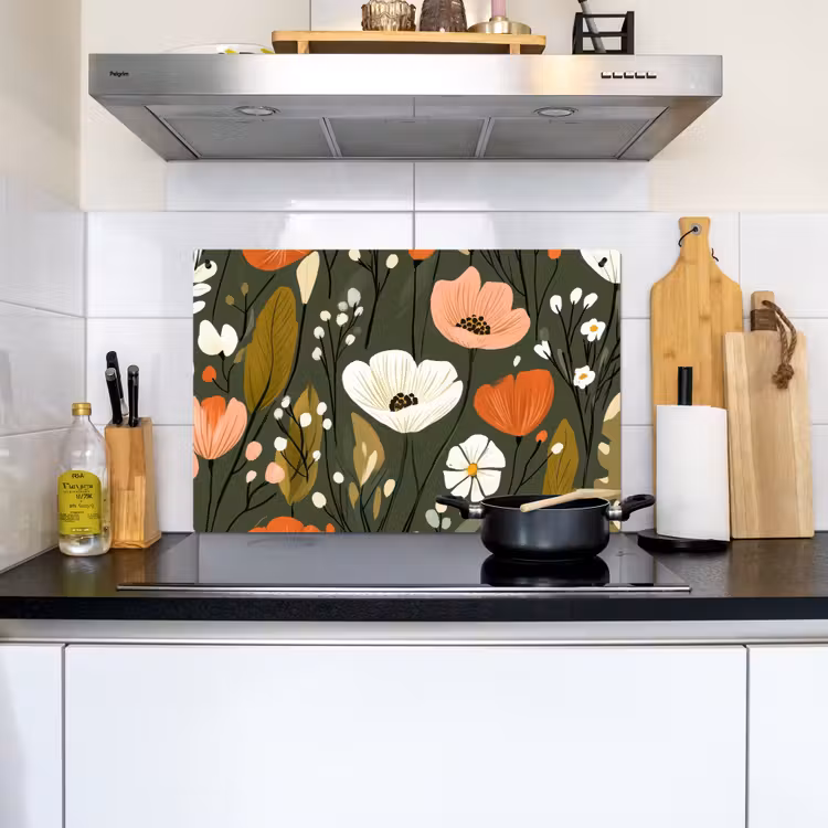 Bloemen - Illustratie - Groen Inductie beschemer met haakjes klein -sfeer2
