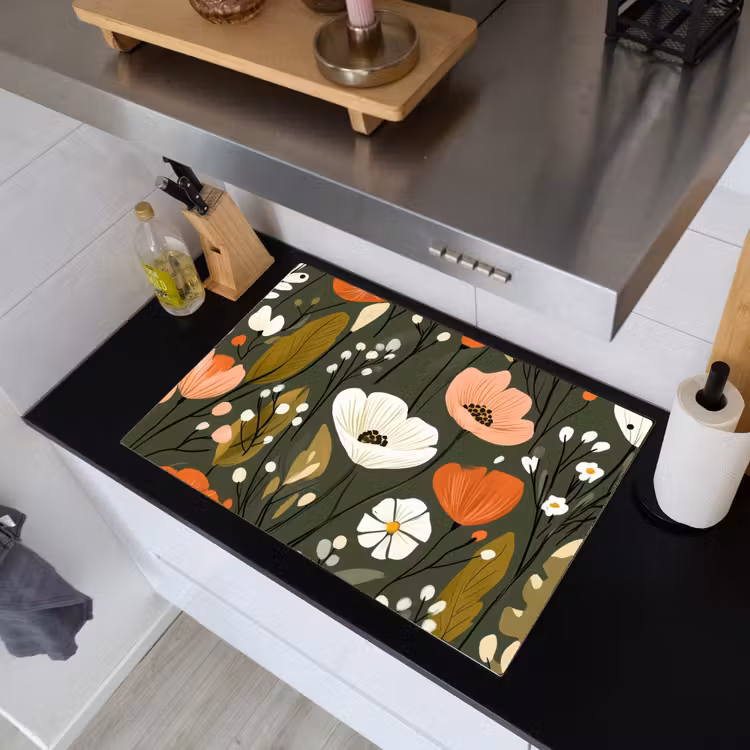 Bloemen - Illustratie - Groen Inductie beschemer met haakjes klein -sfeer1