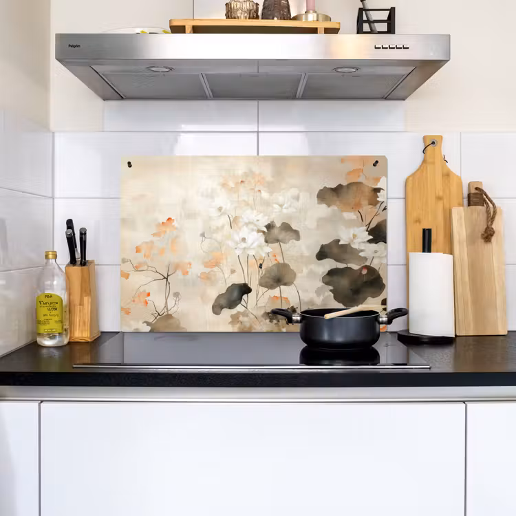 Bloemen - Japandi - Wabi sabi Inductie beschemer met haakjes klein -sfeer2