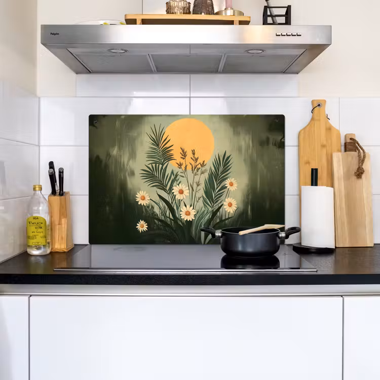 Bloemen - Bladeren - Zon - Groen Inductie beschemer met haakjes klein -sfeer2