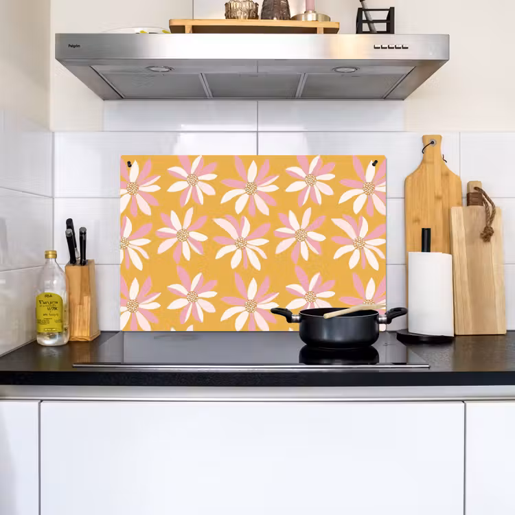 Bloemen - Modern - Geel Inductie beschemer met haakjes klein 777 -sfeer2