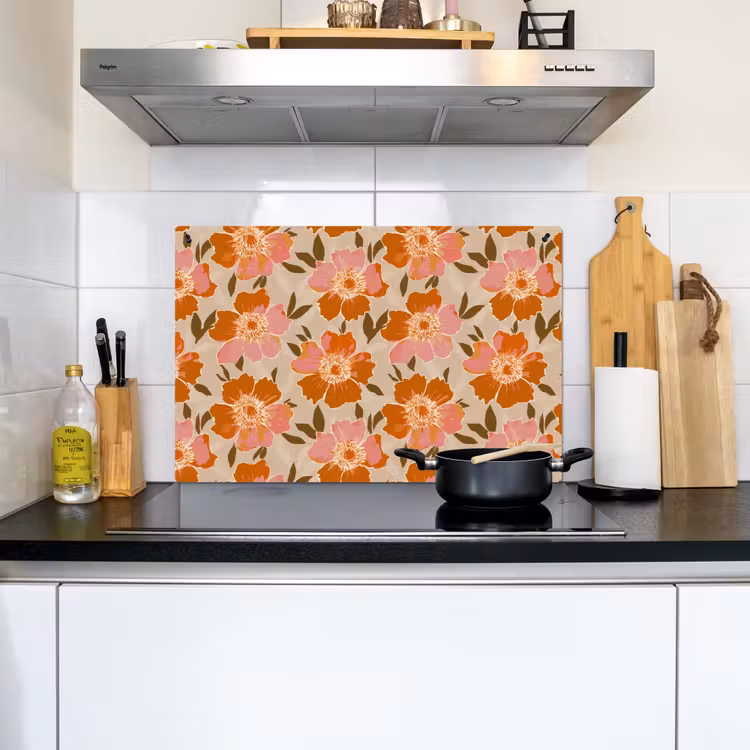 Bloemen - Motief - Retro Inductie beschemer met haakjes klein 777 -sfeer2