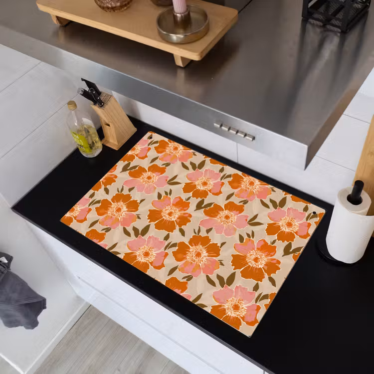 Bloemen - Motief - Retro Inductie beschemer met haakjes klein 777 -sfeer1
