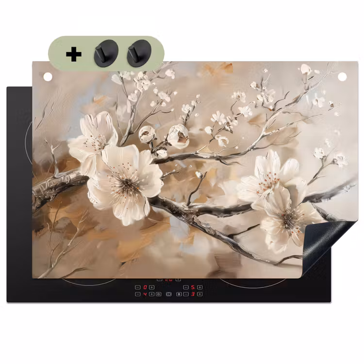 Bloemen - Natuur - Wit - Bloesem - Abstract Inductie beschemer met haakjes klein -3d