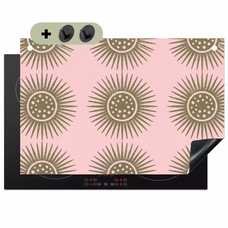 Bloemen - Patroon - Abstract - Roze - Groen Inductie beschemer met haakjes klein -3d
