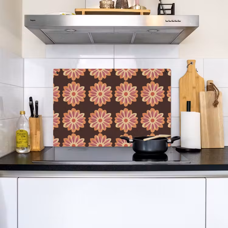 Bloemen - Patroon - Bruin Inductie beschemer met haakjes klein 777 -sfeer2