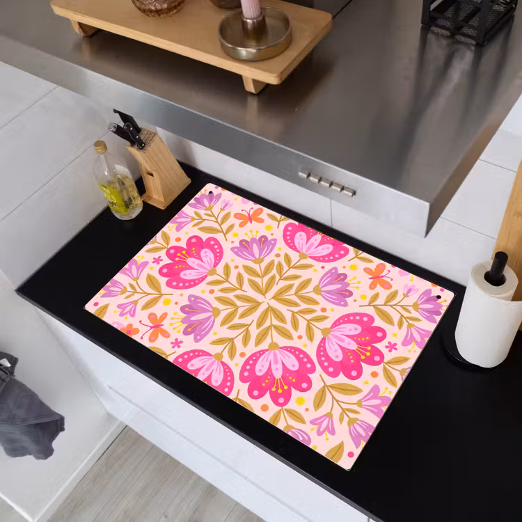 Bloemen - Patroon - Natuur - Abstract - Roze Inductie beschemer met haakjes klein -sfeer1