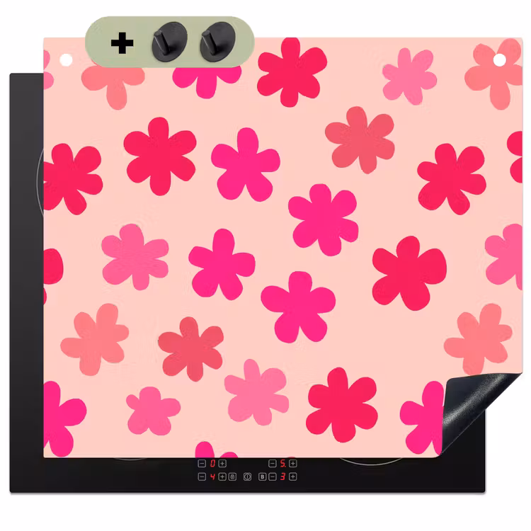 Bloemen - Patroon - Roze Inductie beschemer met haakjes middel -3d