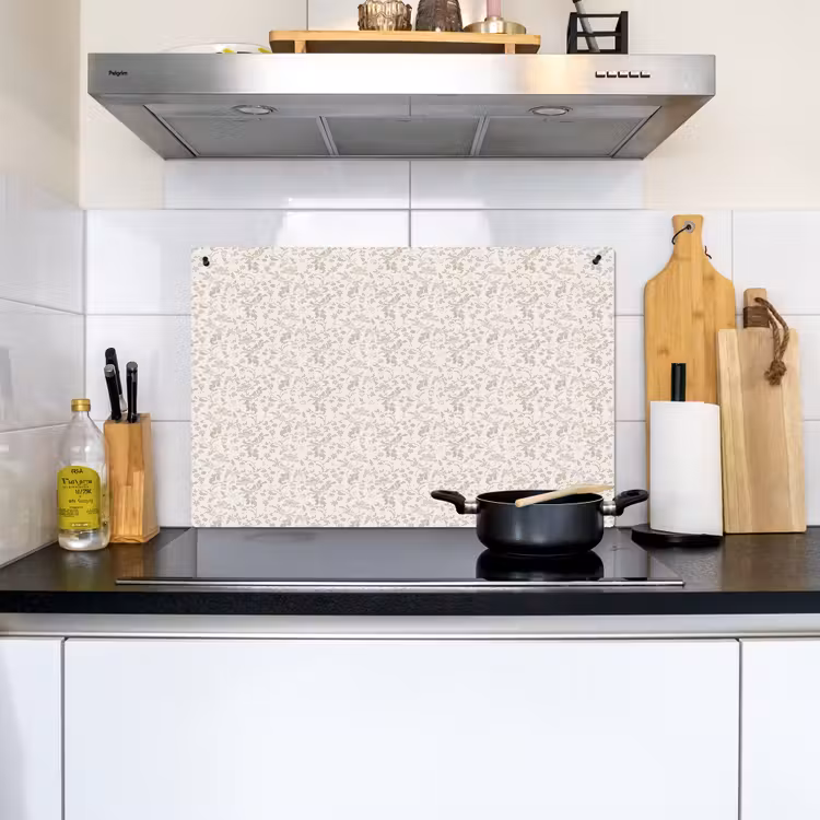 Bloemen - Patroon - Taupe Inductie beschemer met haakjes klein 777 -sfeer2