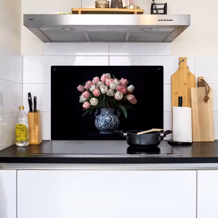 Bloemen - Roze - Tulpen - Vaas Inductie beschemer met haakjes klein -sfeer2