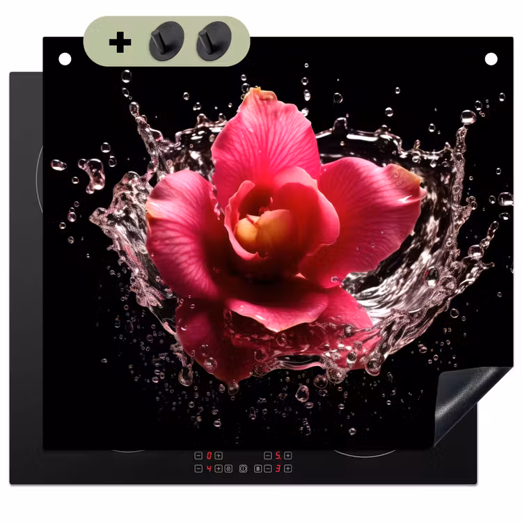 Bloemen - Roze - Water - Zwart - Botanisch - Natuur Inductie beschemer met haakjes middel -3d