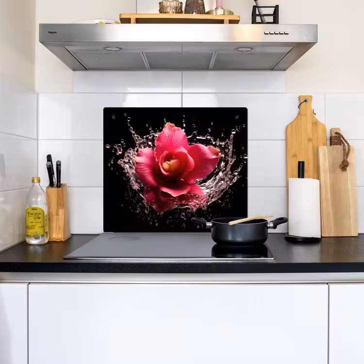 Bloemen - Roze - Water - Zwart - Botanisch - Natuur Inductie beschemer met haakjes middel -sfeer2