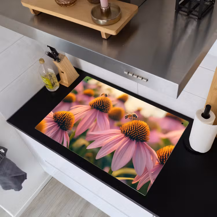 Bloemen - Paars - Bijen Inductie beschemer met haakjes klein -sfeer1