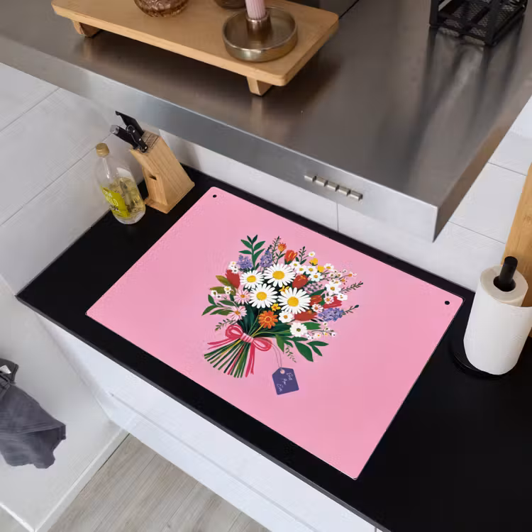 Bloemen - Quote - Kaartje - Kleurrijk Inductie beschemer met haakjes klein -sfeer1