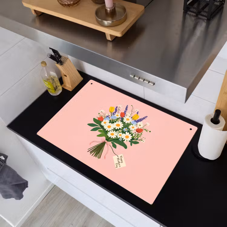 Bloemen - Lint - Kaartje Inductie beschemer met haakjes klein -sfeer1
