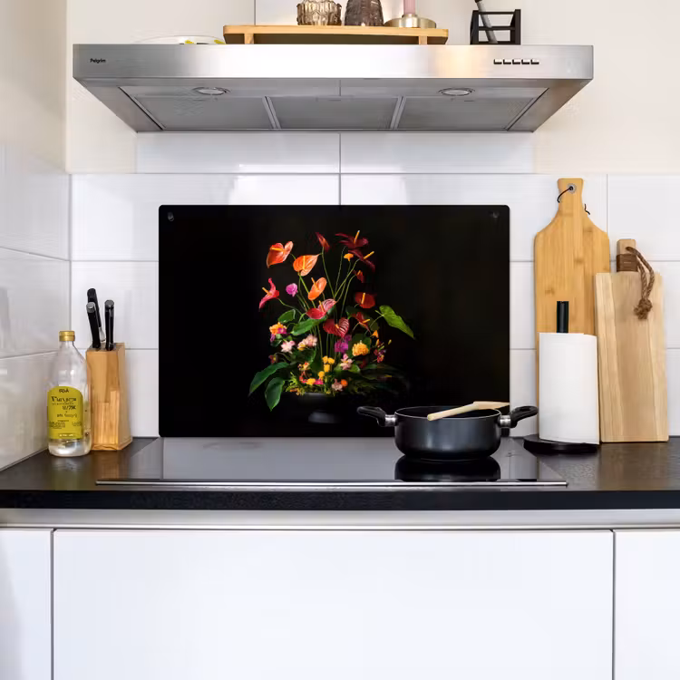 Bloemen - Vaas - Kleurrijk Inductie beschemer met haakjes klein -sfeer2