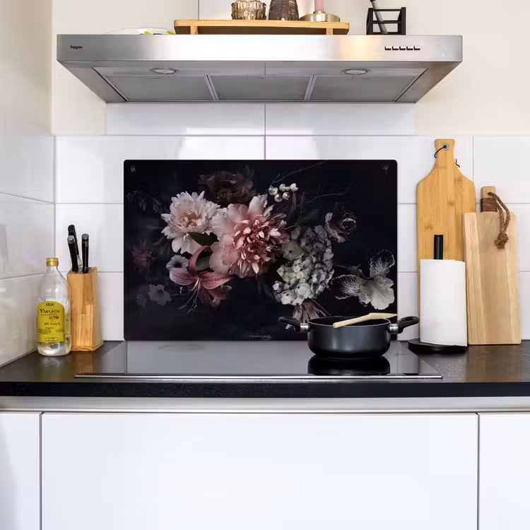 Bloemen - Vintage - Roze Inductie beschemer met haakjes klein -sfeer2