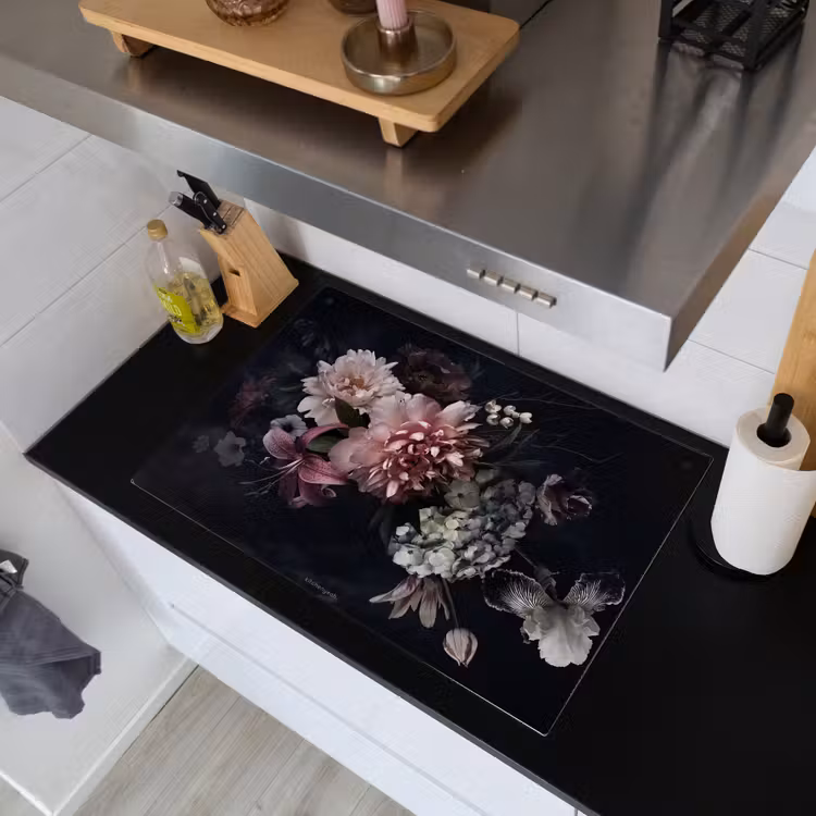 Bloemen - Vintage - Roze Inductie beschemer met haakjes klein -sfeer1
