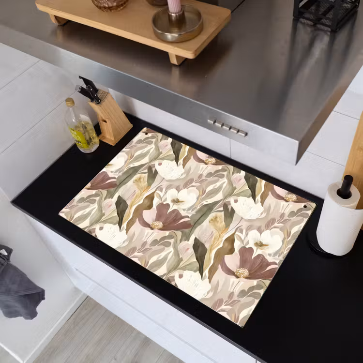 Bloemen - Aquarel - Kleurrijk Inductie beschemer met haakjes klein 777 -sfeer1