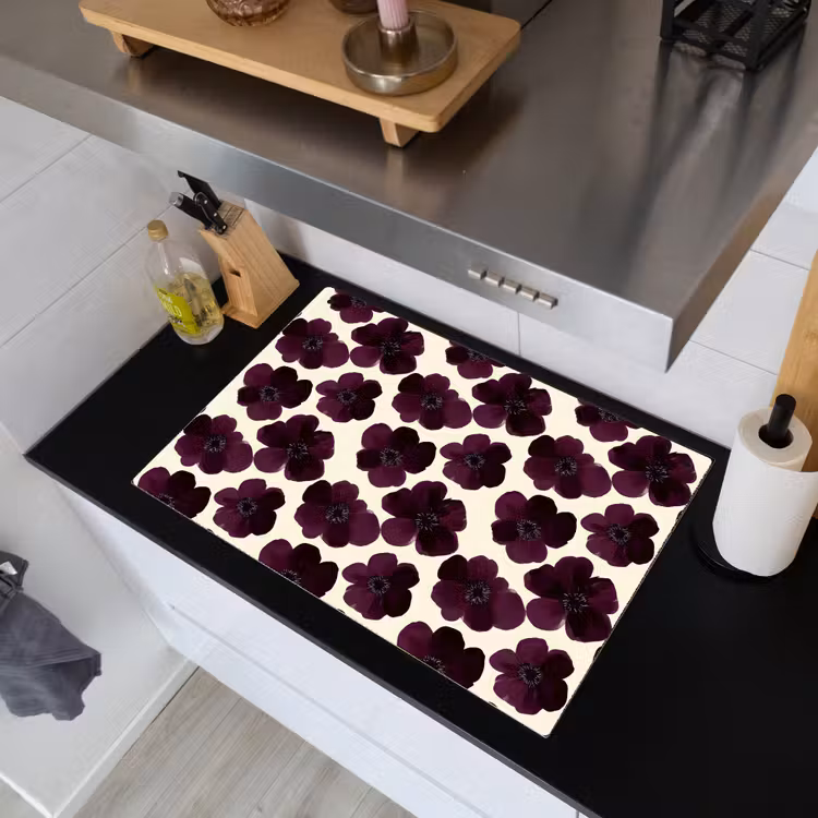 Bloemen - Aquarel - Paars Inductie beschemer met haakjes klein 777 -sfeer1