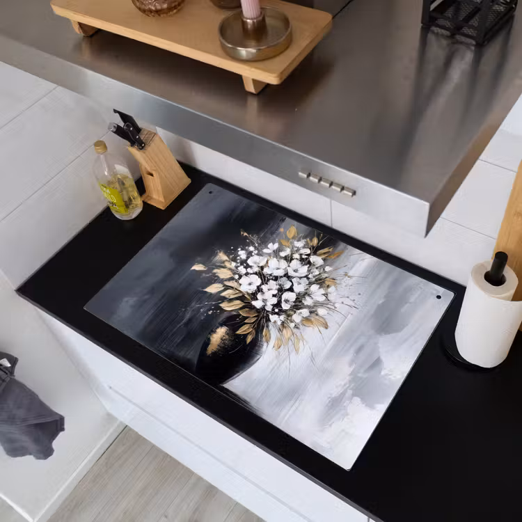 Bloemen - Wit - Vaas - Abstract Inductie beschemer met haakjes klein -sfeer1