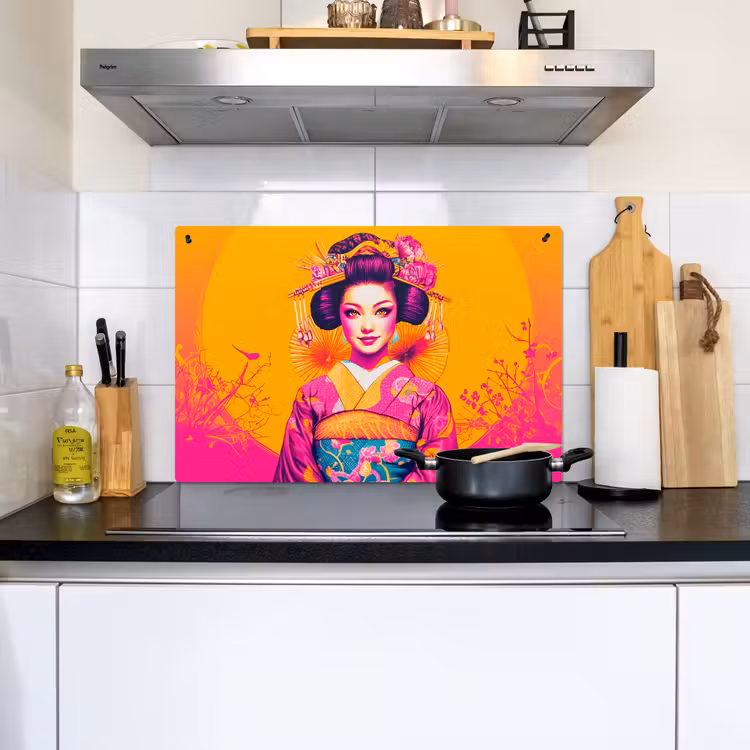 Bloemen - Vrouw - Kimono - Roze Inductie beschemer met haakjes klein -sfeer2