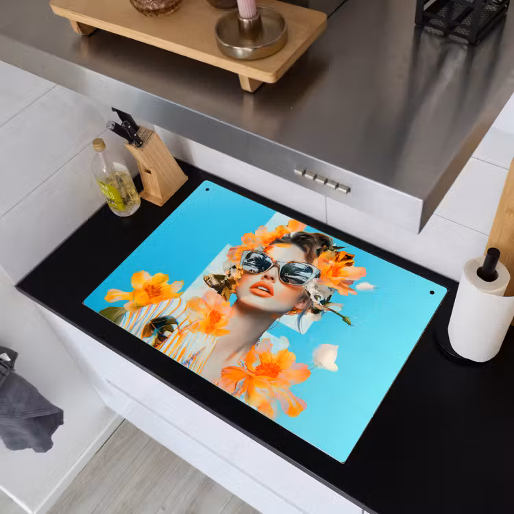 Bloemen - Vrouw - Zonnebril - Blauw Inductie beschemer met haakjes klein -sfeer1