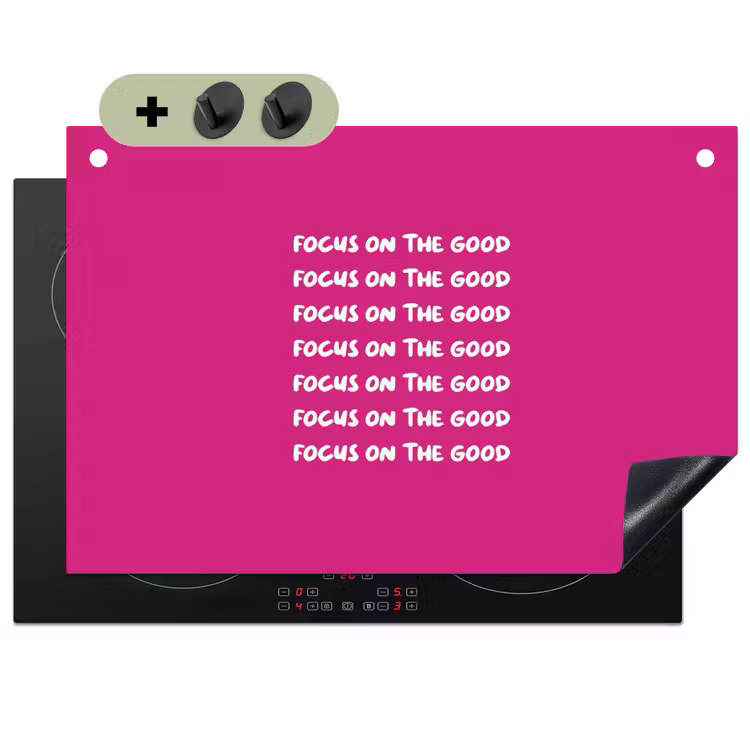 Focus on the good - Roze - wit Inductie beschemer met haakjes klein -3d
