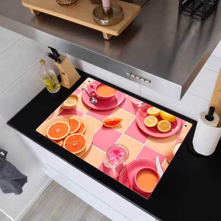 Eten - Citrusvruchten - Stillevens - Roze - Oranje Inductie beschemer met haakjes klein -sfeer1