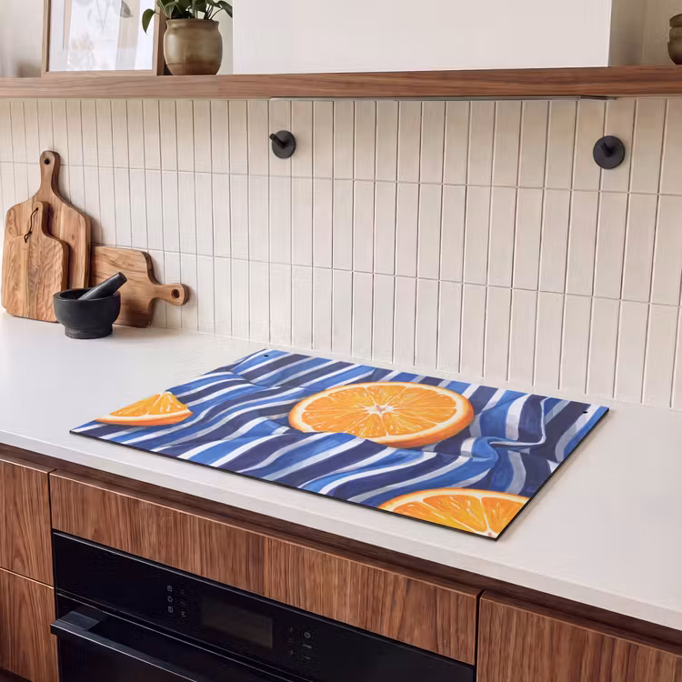 Induction Hob Cover & Splashback (2-in-1) - Food - Fruit - Orange - Eten - Fruit - Oranje Inductie beschemer met haakjes klein