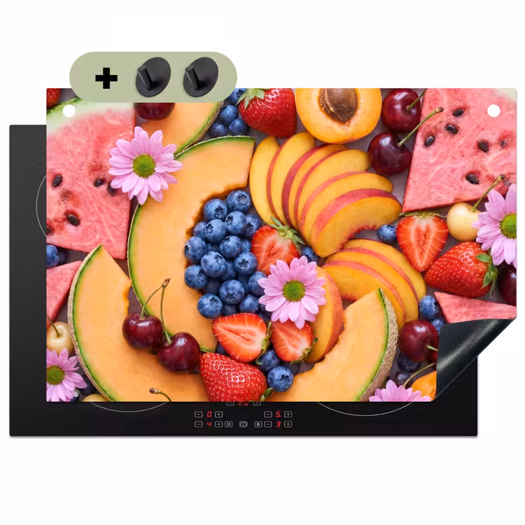 Eten - Fruit - Zomer - Kleurrijk Inductie beschemer met haakjes klein -3d