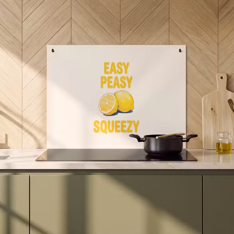 Eten - Citroenen - Keuken - Illustratie - Geel Inductie beschemer met haakjes klein -sfeer2